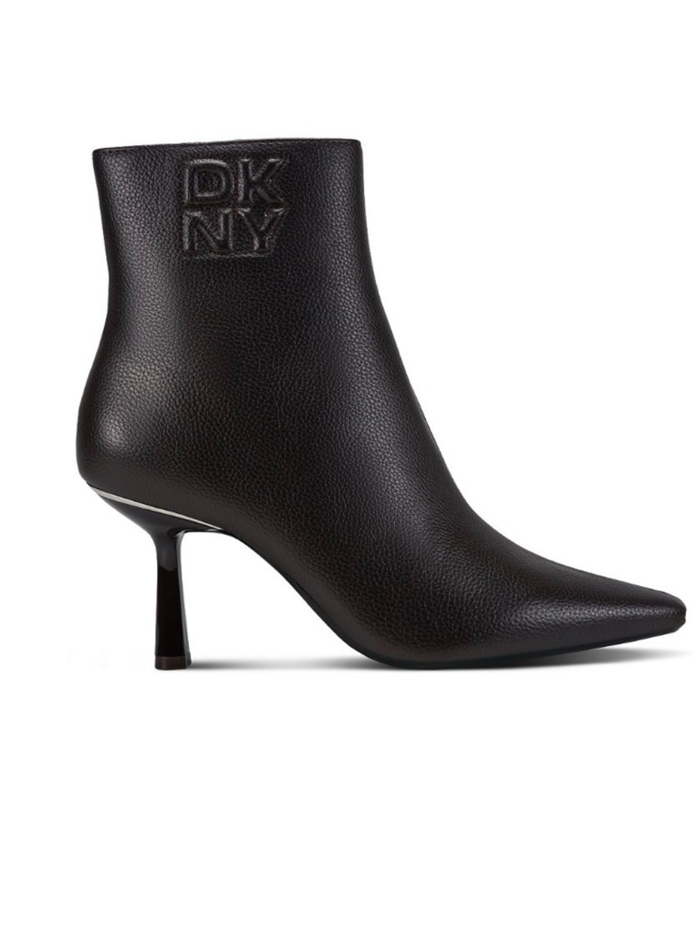 Dkny Dark Brown Pointed Toe Leather Ankle Booties